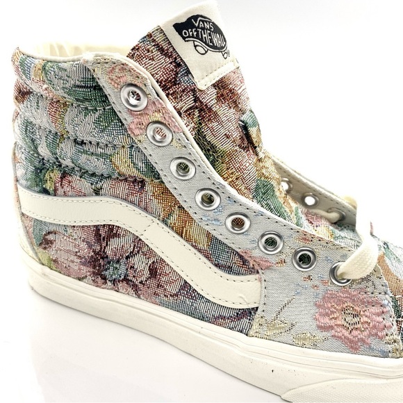 Vans Sk8-Hi Tapestry Vintage Metallic Floral High Top Sneakers 8.5 - Picture 2 of 8